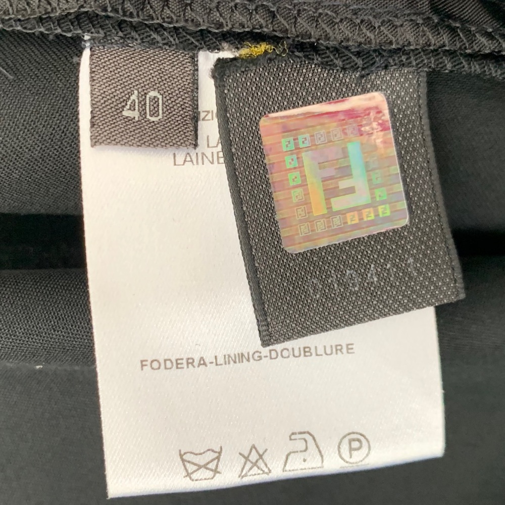Fendi 100% Wool Black High Rise Dress Pants - Picture 5 of 6